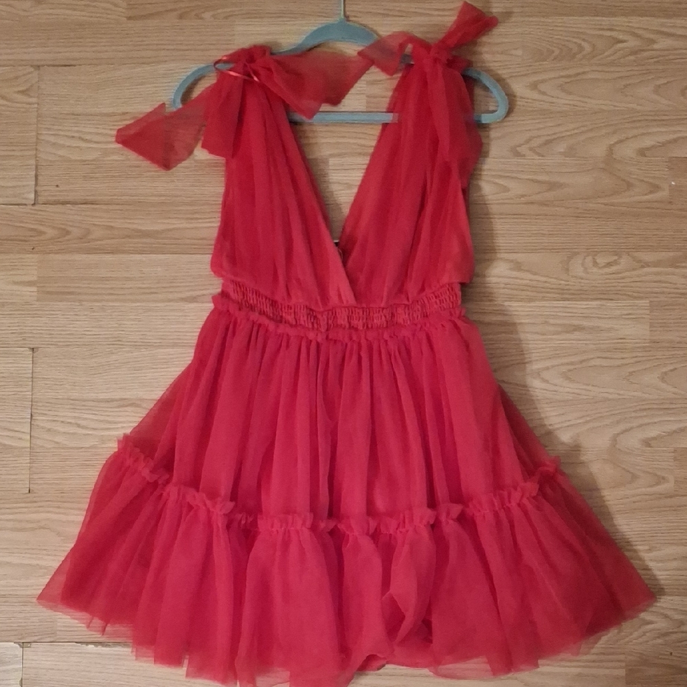 Ty Red Tulle Formal Kids Dress